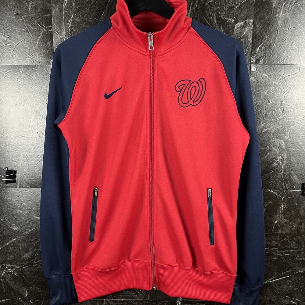 Nike Men's Red Washington Nationals Track Jacket Large